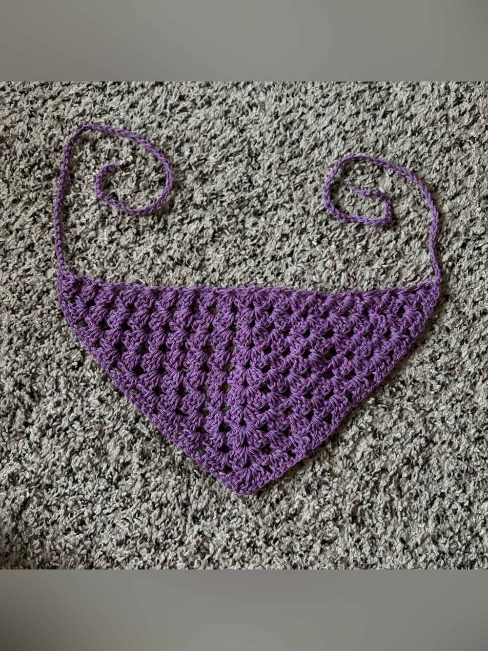 Purple Crochet granny stitch bandana